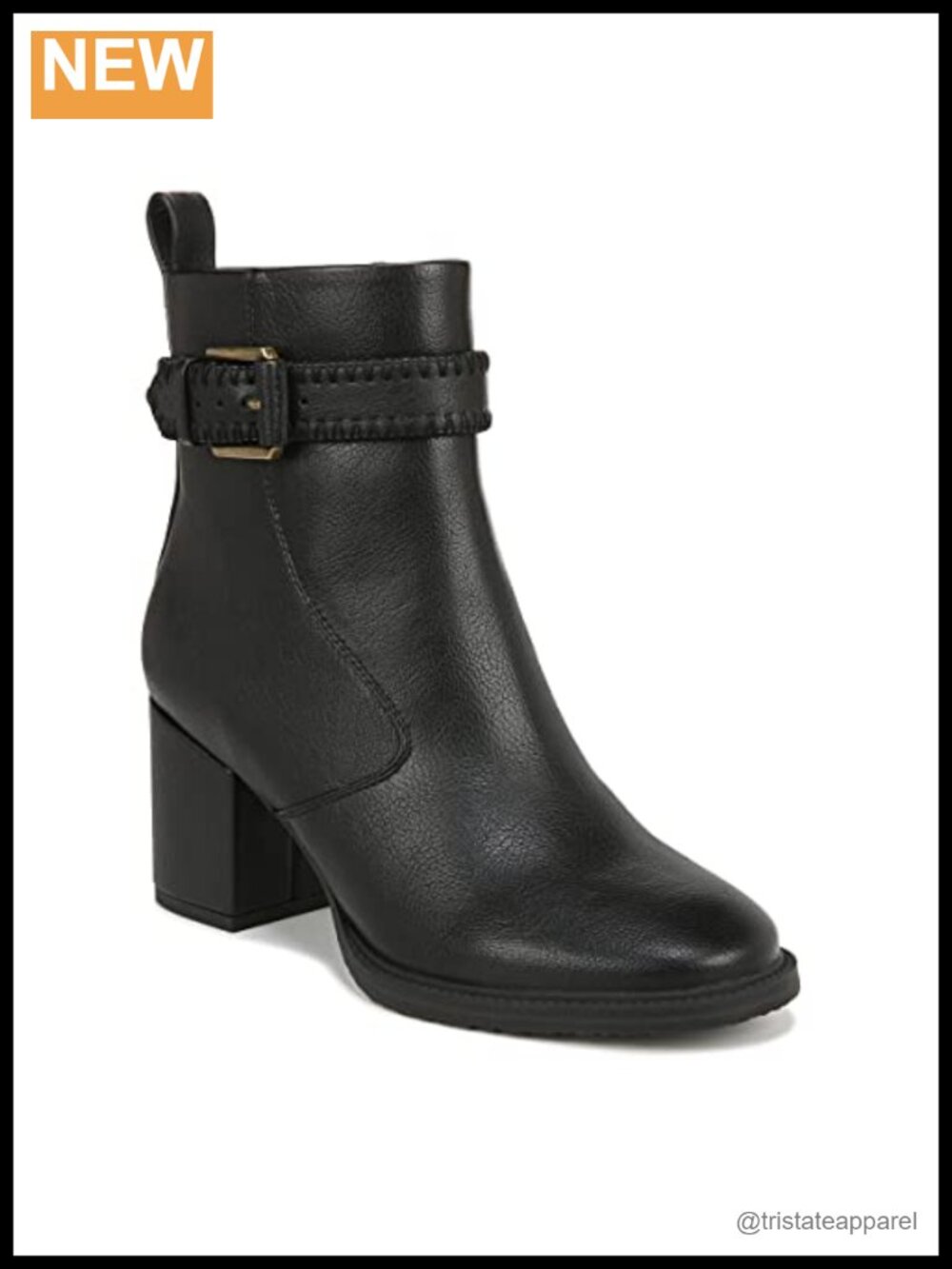 Women's Faux Leather Ankle Bootie with Western Stitching, Side Zip, Block Heel